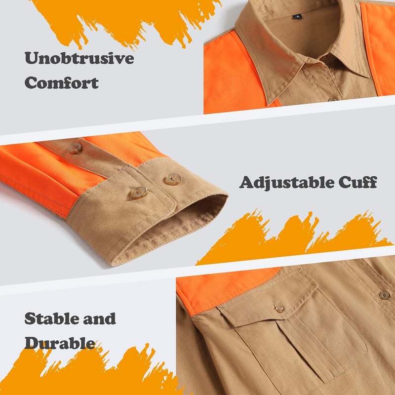 NEW VIEW Men's Upland Hunting Shirt, Pheasant Shooting Shirt Field & Stream, Brown Tactical Shirt, Long Sleeve Hunting Shirt - Image 3